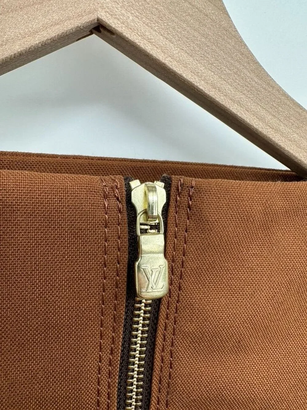 Louis Vuitton Brown Canvas Garment Bag With Gold Hardware & Zipper Closure